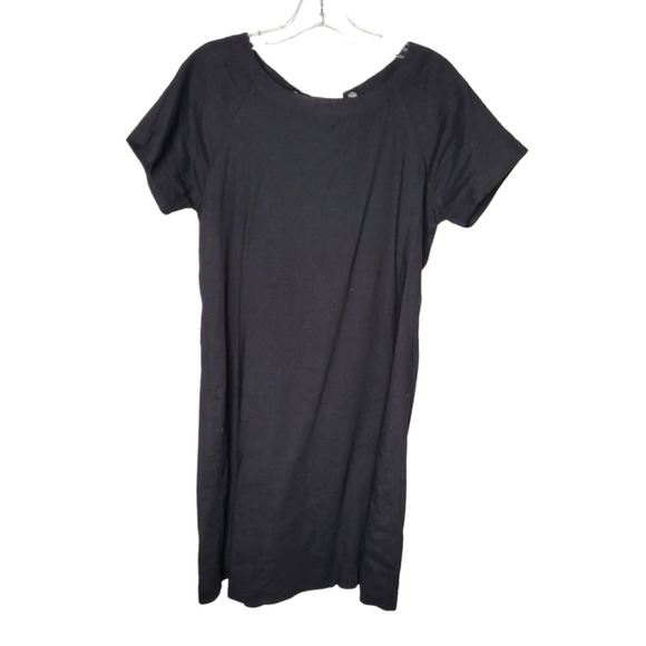 Theory Caliver Lace Back Stretch Linen Dress Raglan Sleeves black Womens Sz 6 - Picture 1 of 8